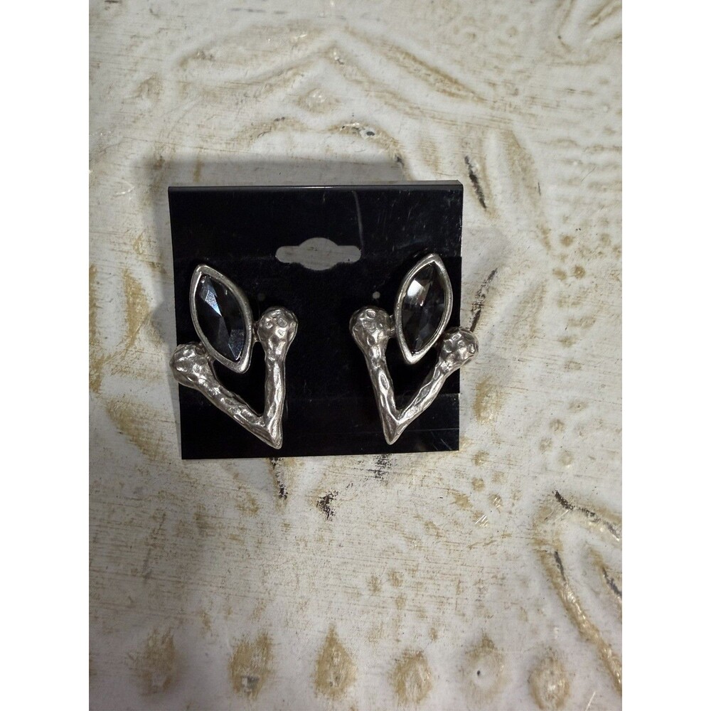 Chanour Pewter Smoky Crystal Earrings